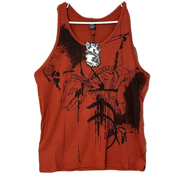 Tank Other - NWT Plazmalab mens XL Brown tank top t rex Dinosaur Skeleton